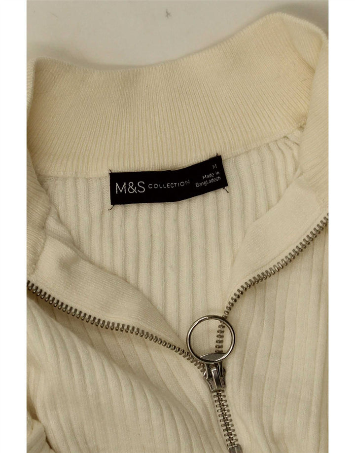 Marks & Spencer Damski sweter z zamkiem błyskawicznym, UK 14, średni złamanej bieli