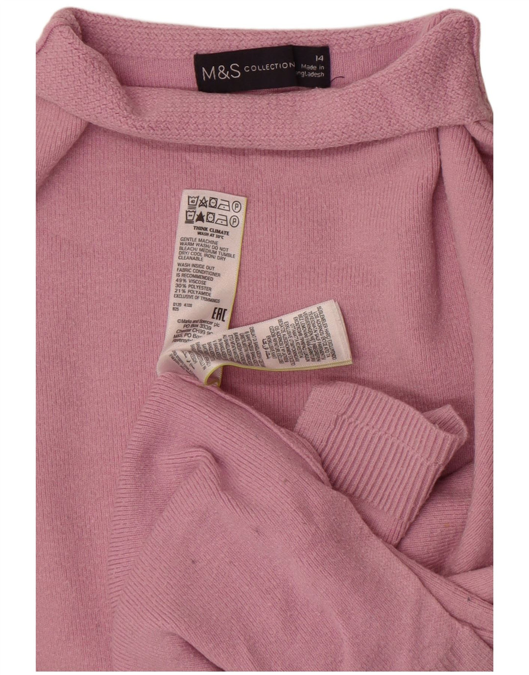 Marks & Spencer Damski sweter z golfem UK 14, duży, różowy, wiskoza