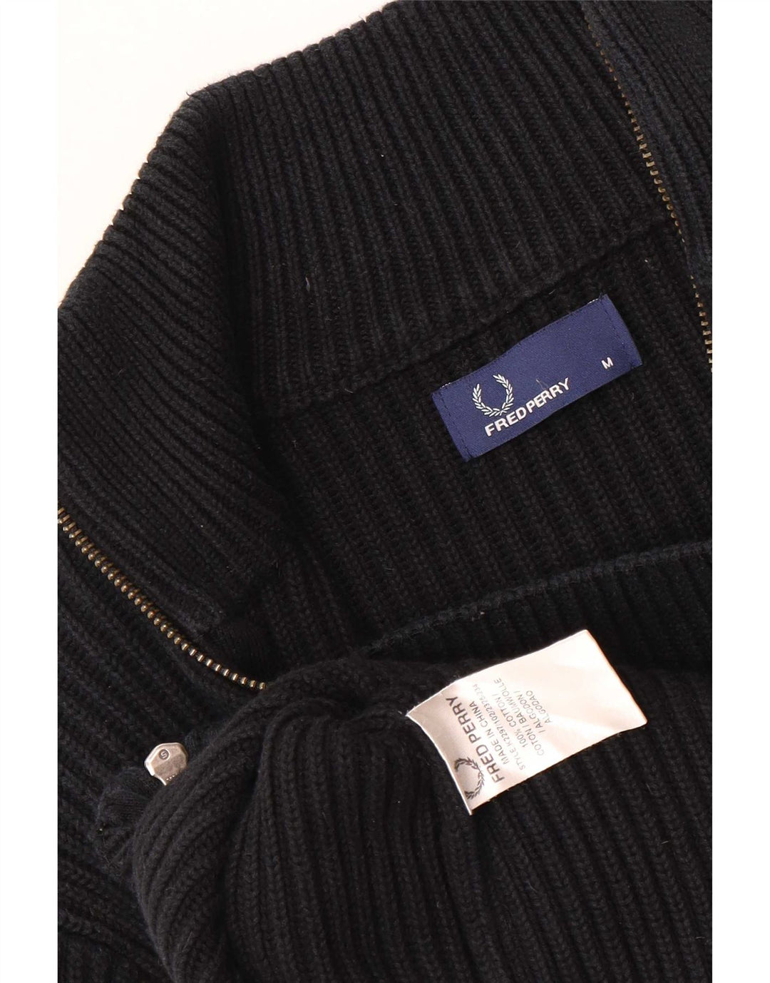 Męski sweter rozpinany Fred Perry, średni czarny, bawełniany