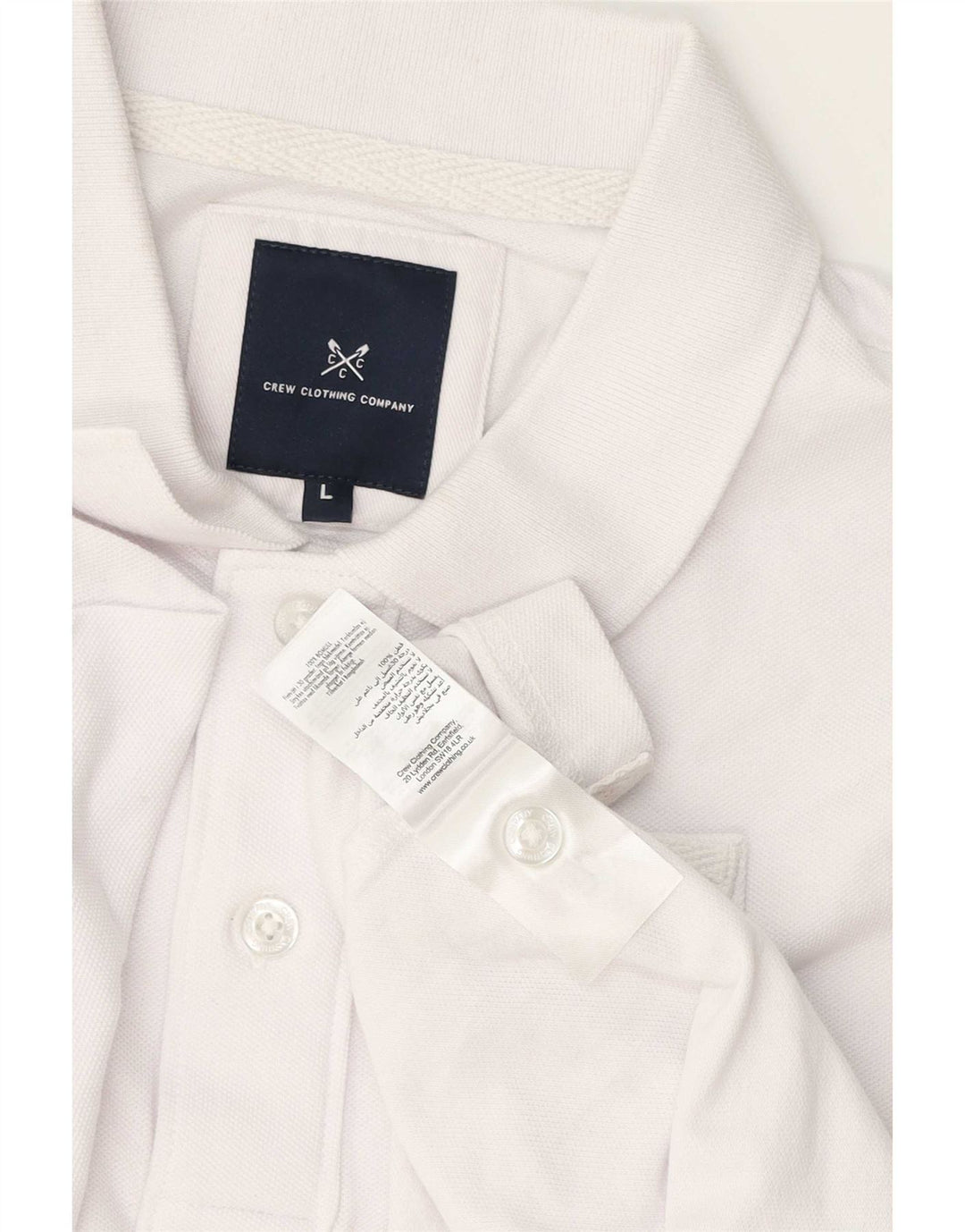 Crew Clothing Męska koszulka polo, duża, biała, bawełniana
