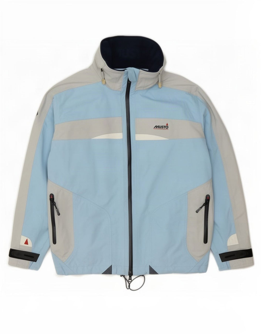 Damska kurtka przeciwdeszczowa Musto Graphic UK 14, duży niebieski nylon w blokach kolorów