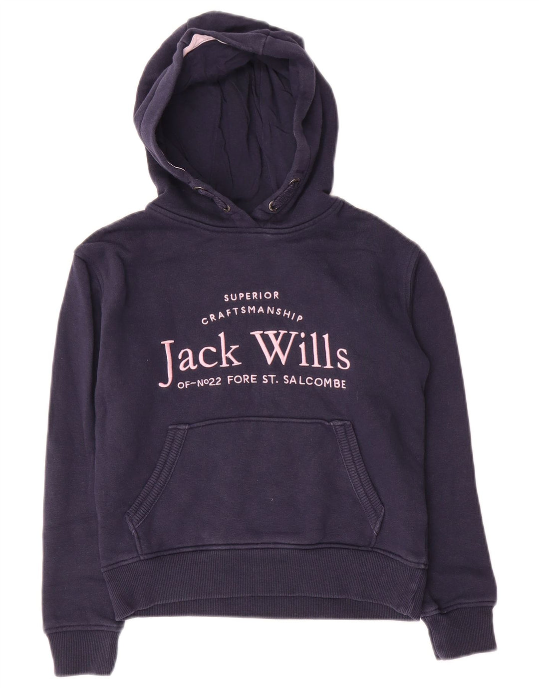 JACK WILLS Dziewczęcy sweter z kapturem i grafiką, 8-9 lat, granatowy, bawełniany