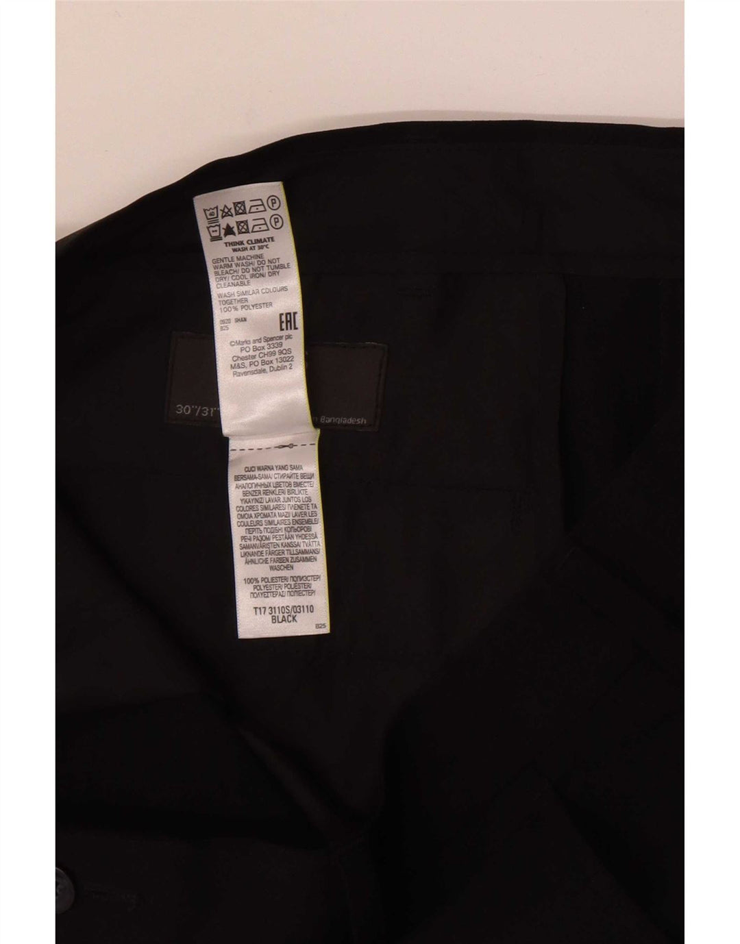 Męskie spodnie casual Marks & Spencer W30 L31, czarny poliester