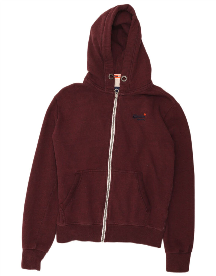 Męski sweter z kapturem i zamkiem Superdry, średnia, bordowa bawełna