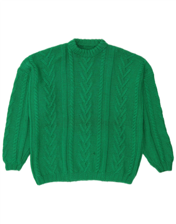 Vintage męski sweter z okrągłym dekoltem, duży, zielony