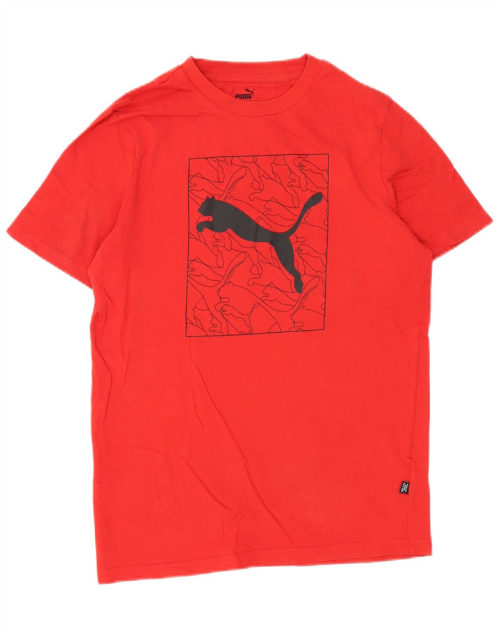 Męski T-shirt z grafiką Puma, mały, czerwony, bawełniany