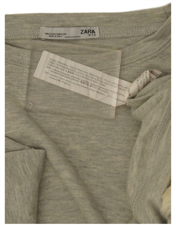 Damski top oversize Zara z rękawem 3/4, UK 10, mały, szary, poliester w blokach kolorów
