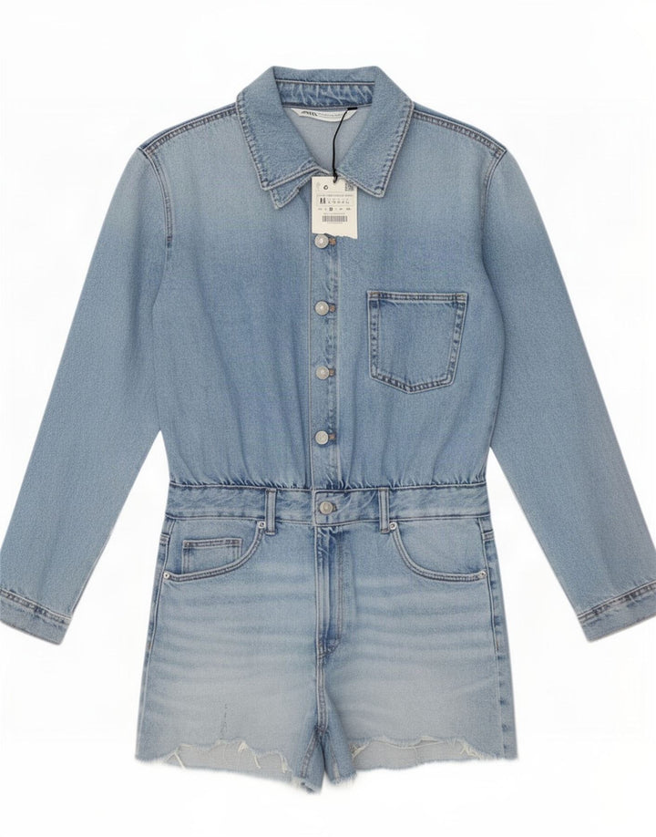 Damski kombinezon jeansowy Zara UK 12, średni niebieski, bawełniany