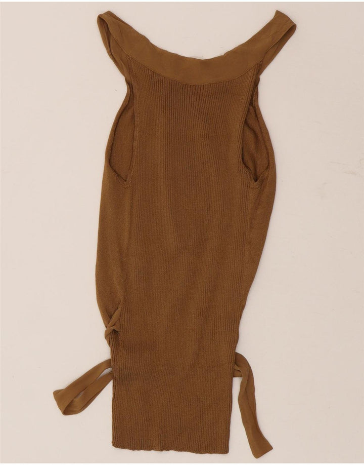 Damski top z odkrytymi ramionami Massimo Dutti UK 14, duży, brązowy, wiskoza