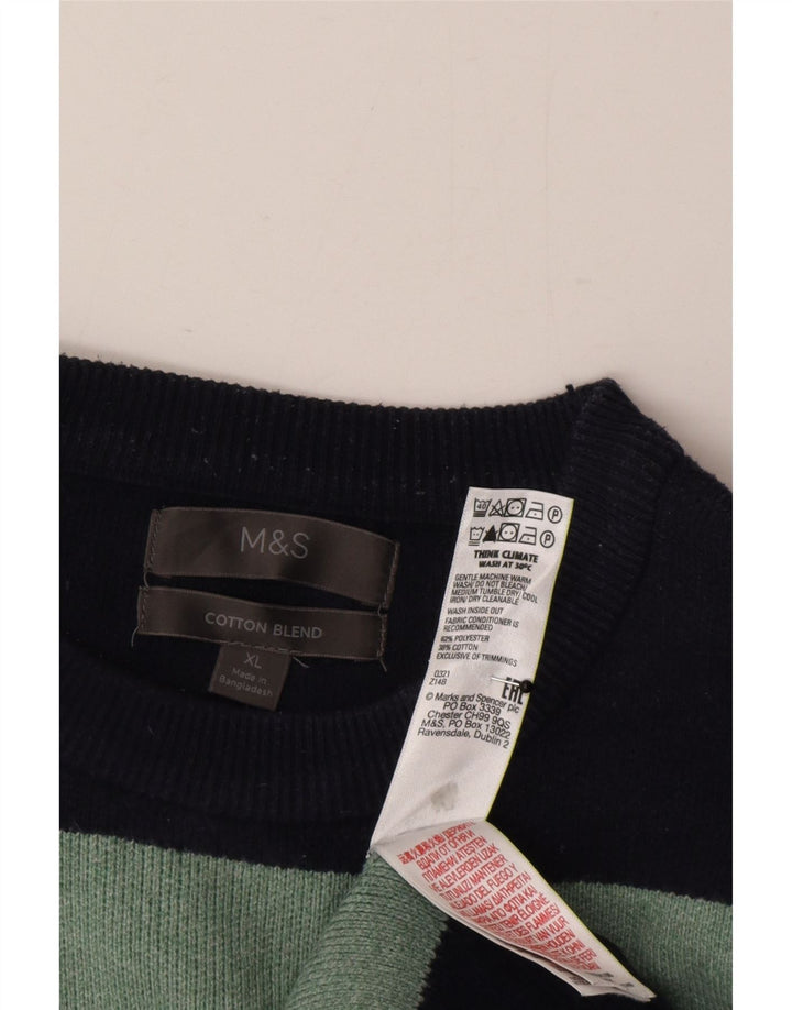 Marks & Spencer Męski sweter z okrągłym dekoltem XL, granatowy w paski