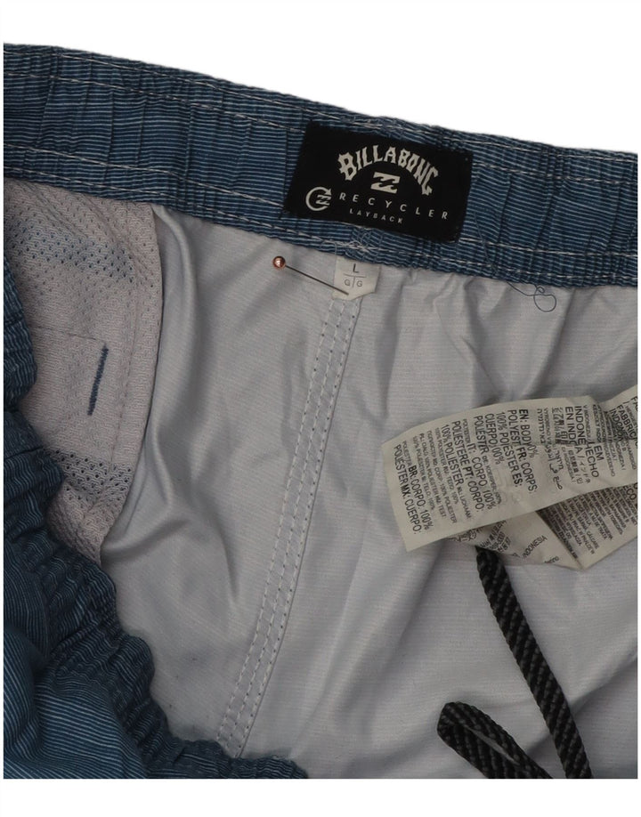 BILLABONG Mens Swimming Shorts Large  Blue Striped Polyester