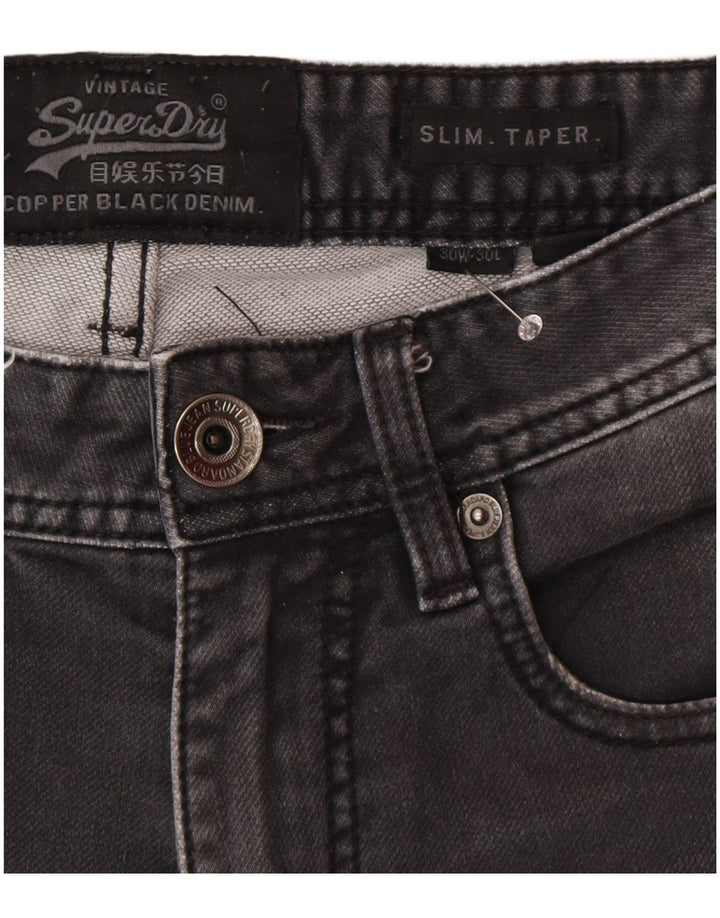 Męskie jeansy Superdry Slim Tapered W30 L30 Szara bawełna