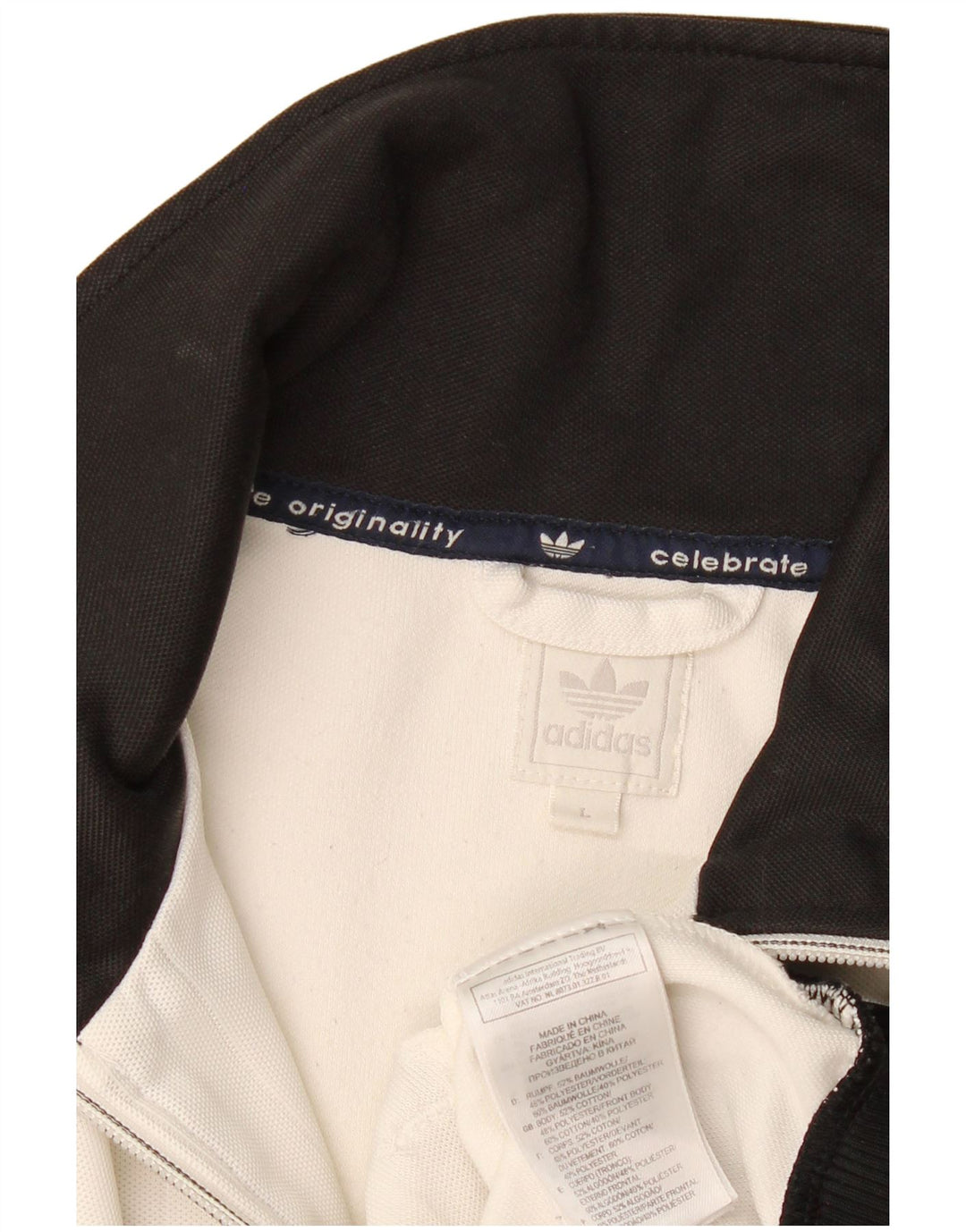 Adidas Męska bluza dresowa, duża, biała, bawełniana z blokami kolorów