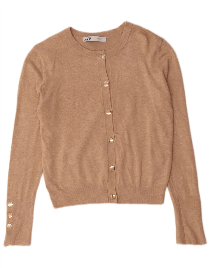 Sweter damski Zara Cardigan UK 12 Średni Beżowy Wiskoza