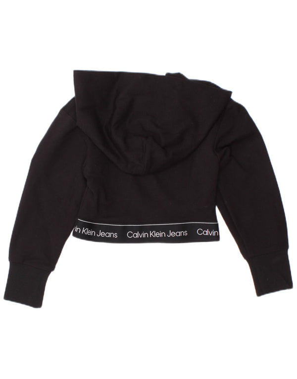 Dziewczęcy sweter z kapturem i grafiką Calvin Klein, 3-4 lata, czarna wiskoza