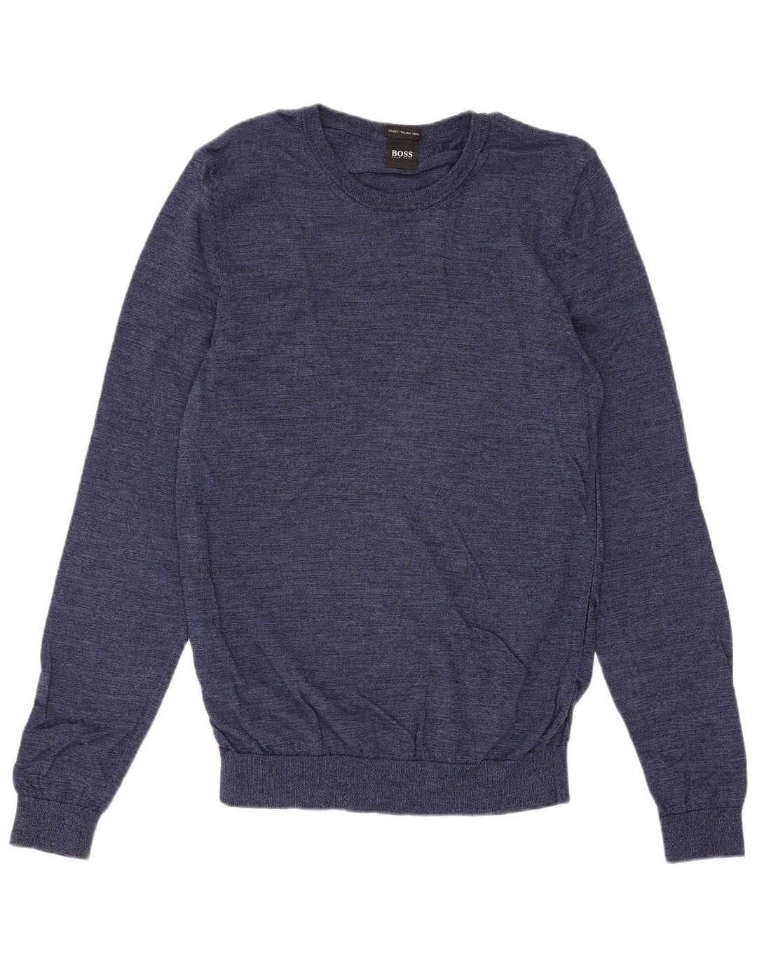 Męski sweter z okrągłym dekoltem Hugo Boss, średni granatowy wełniany