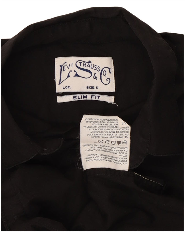 Męska koszula slim fit z krótkim rękawem Levi's, mała, czarna, bawełniana