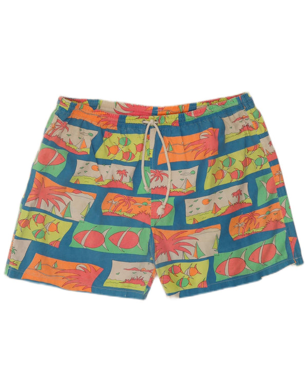 Vintage Mens Abstract Pattern Swimming Shorts Medium Multicoloured