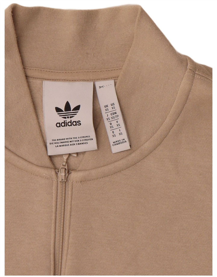 Męska bluza ADIDAS z grafiką i zamkiem błyskawicznym, sweter XS, beżowa, bawełniana w bloki kolorów