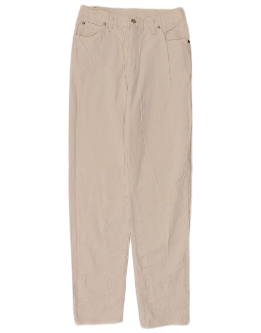 LAURA BIAGIOTTI Damskie proste dżinsy W28 L30 Biała bawełna