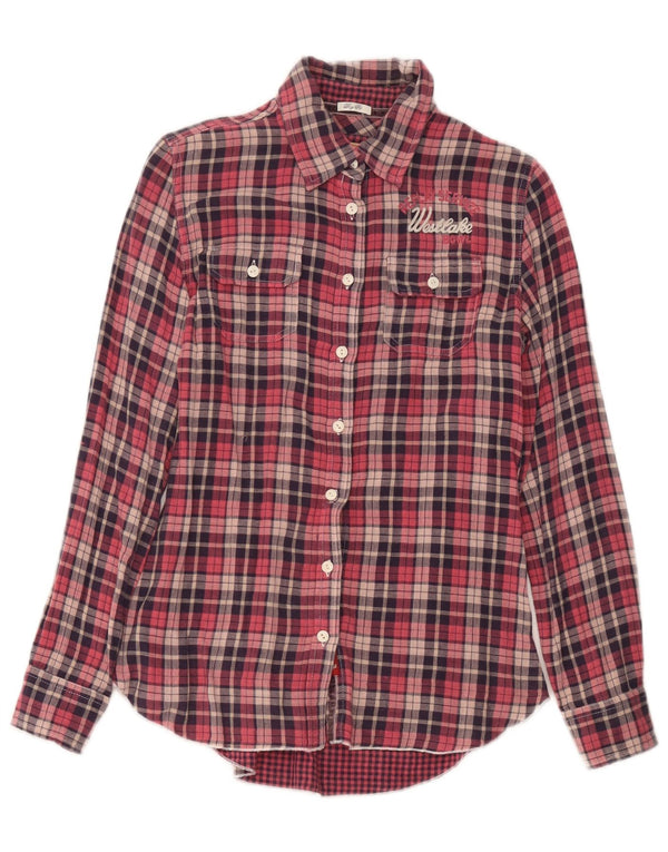 Damska koszula flanelowa Replay Boy Fit Graphic UK 10 w małą czerwoną kratkę