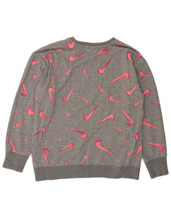 Bluza dziewczęca NIKE z grafiką, 13-14 lat, XL, szara, geometryczna