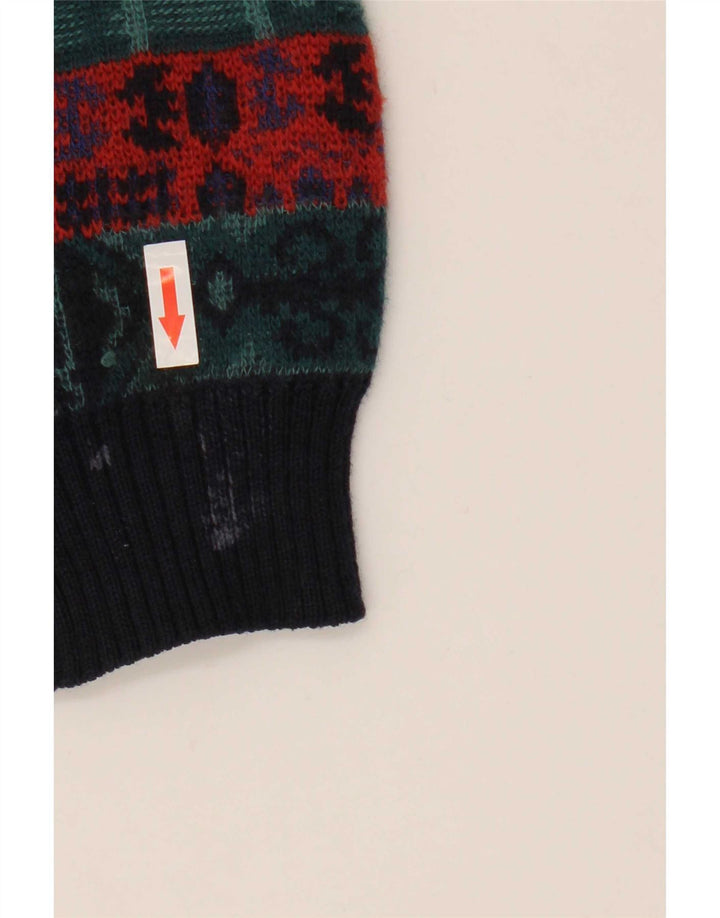 Sweter męski w stylu vintage IT 52, duży, wielobarwny, geometryczny wełniany