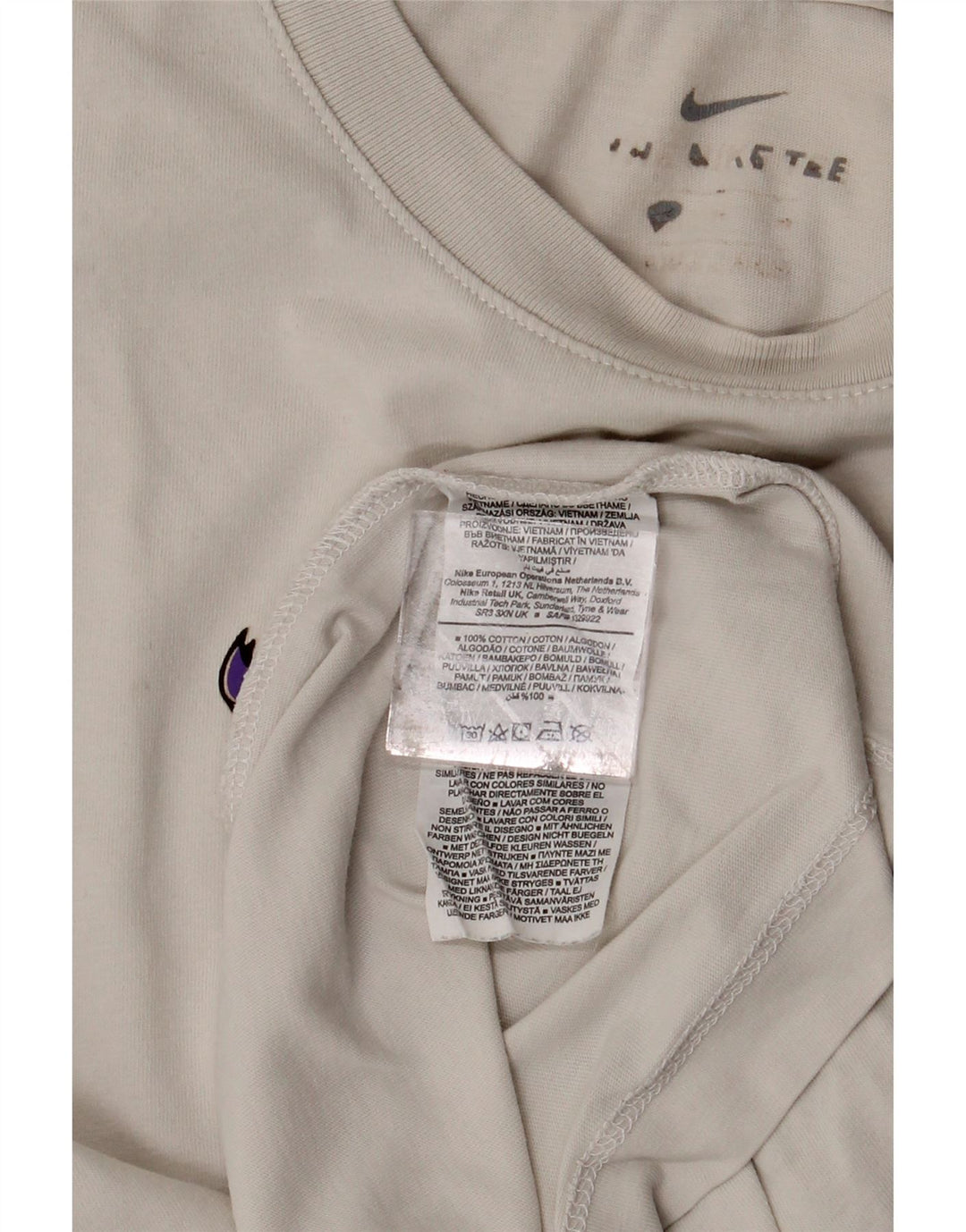 Męski T-shirt z grafiką NIKE, duży, bawełniany w kolorze złamanej bieli