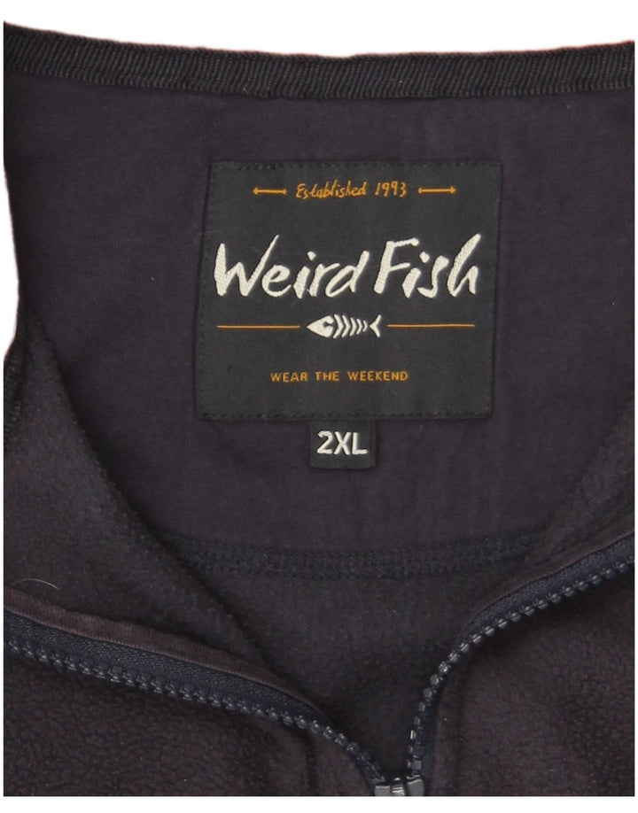 Męski sweter polarowy Weird Fish z zamkiem błyskawicznym, 2XL, granatowy, poliester