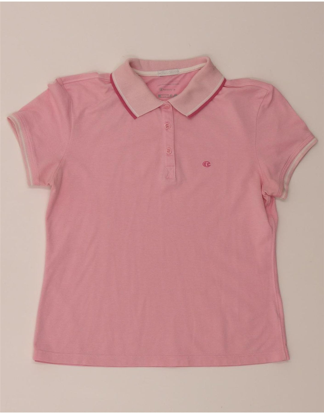 CHAMPION Womens Polo Shirt UK 14 Medium Pink Vintage Champion and Second-Hand Champion from Messina Hembry 