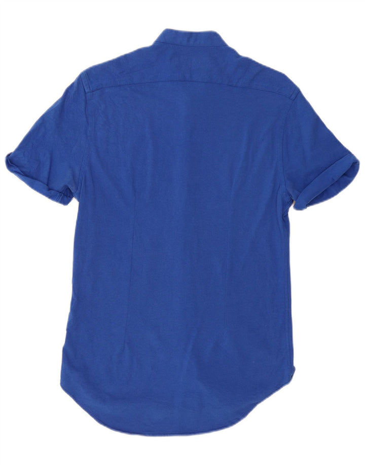 Męska koszula z krótkim rękawem ZARA Slim Fit, bawełniana, w kolorze średniego błękitu