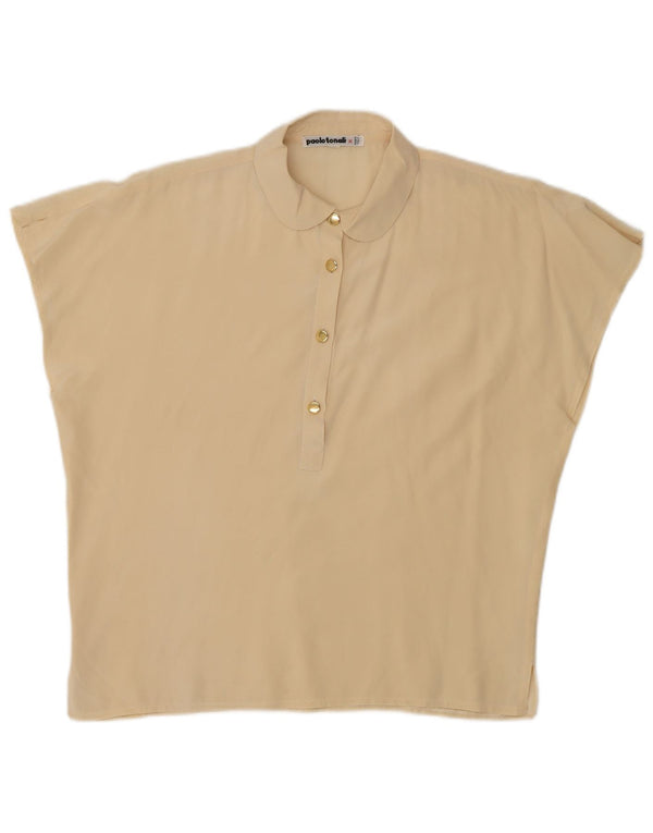 Paolo Tonali Womens Oversized Blouse Top UK 10 Small Beige