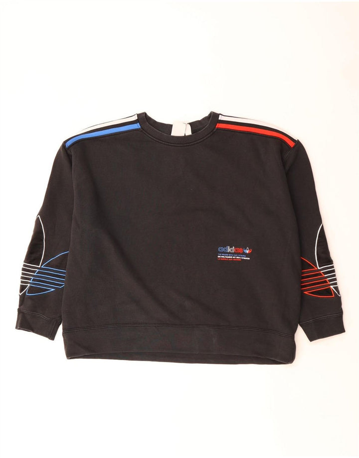 Damska bluza Adidas z trzema paskami, UK 14, duża czarna