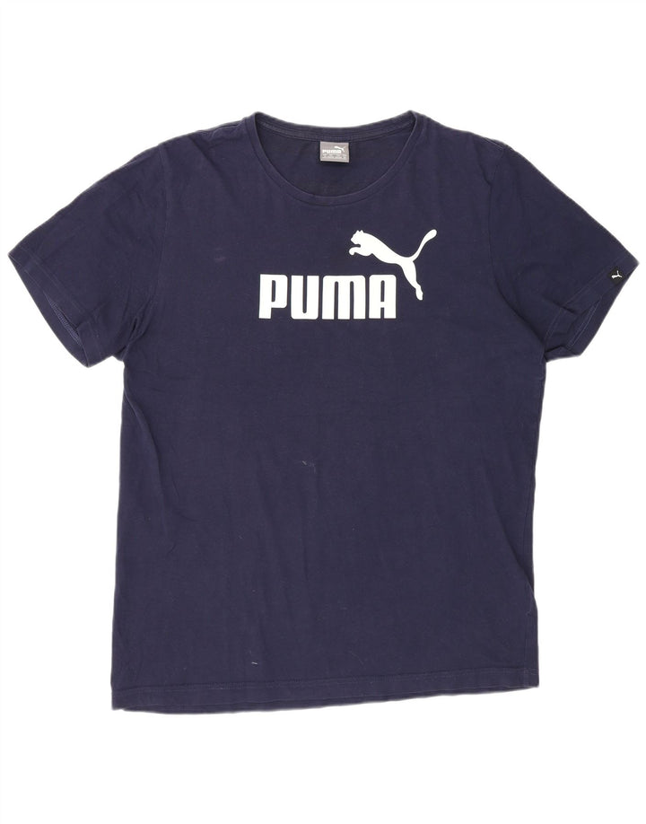 Męska koszulka z grafiką Puma, średnia, granatowa, bawełniana