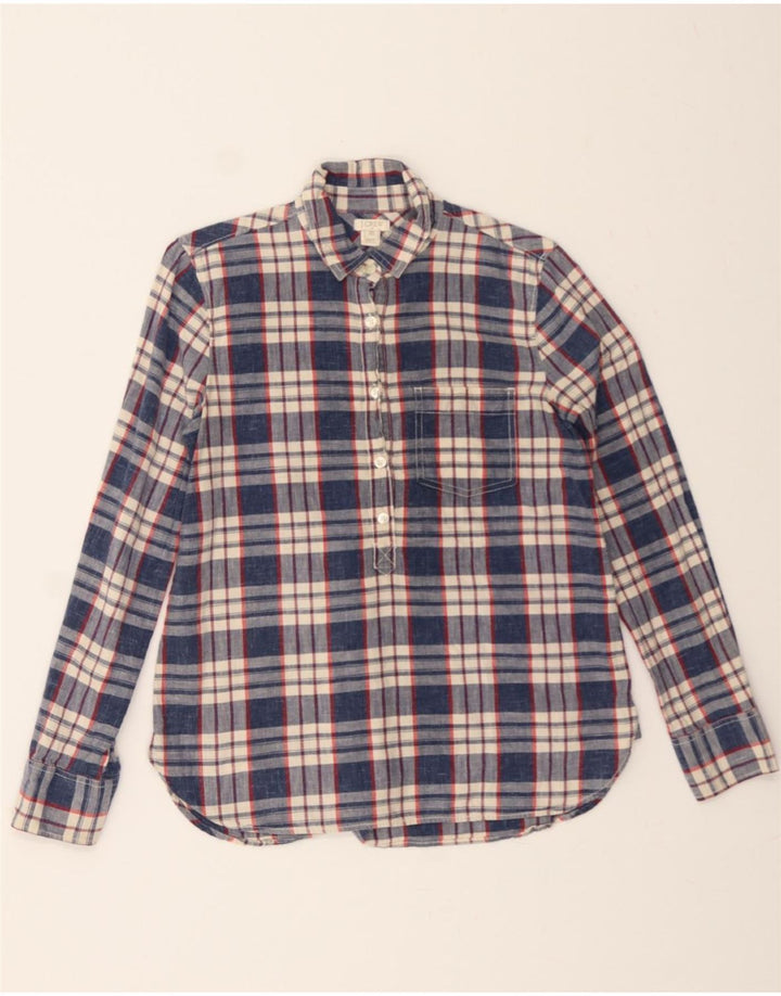 J. CREW Womens Pullover Shirt UK 6 XS Navy Blue Check Cotton Vintage J. Crew and Second-Hand J. Crew from Messina Hembry 