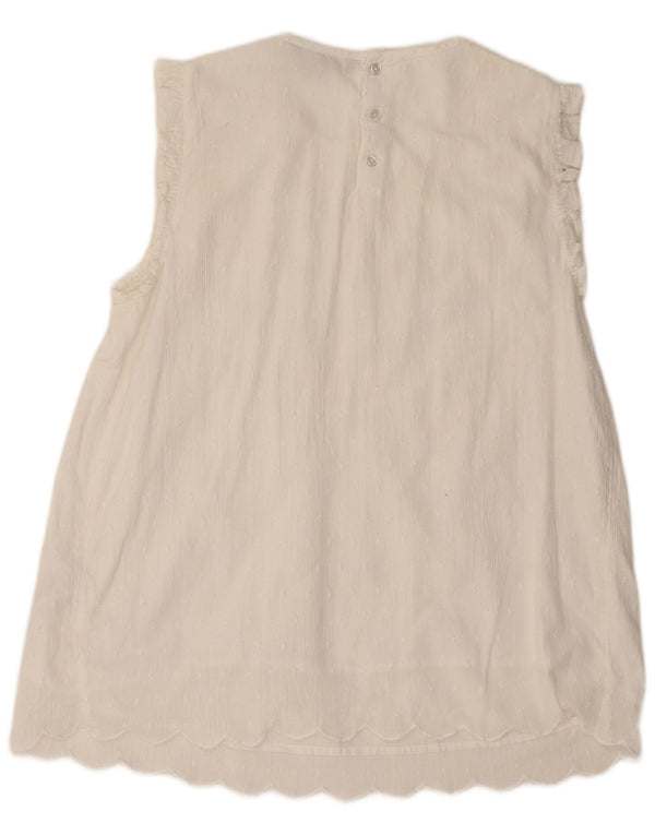 Crew Clothing Damska bluzka bez rękawów Top UK 12 Średnia biała bawełna