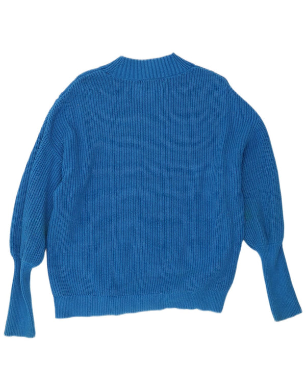 Marks & Spencer Damski sweter z golfem UK 16, duży, niebieski wiskoza