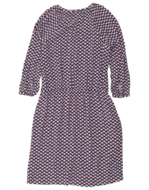 Crew Clothing Womens Sheath Dress UK 12 Medium Navy Blue Geometric
