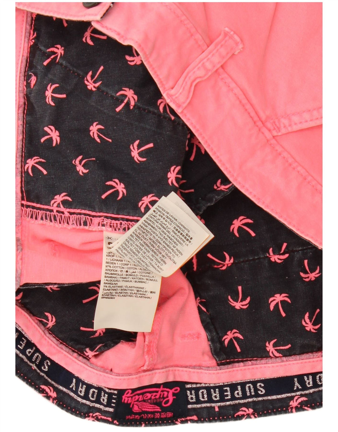 Damskie spodnie Superdry W34, duże, różowe, bawełniane