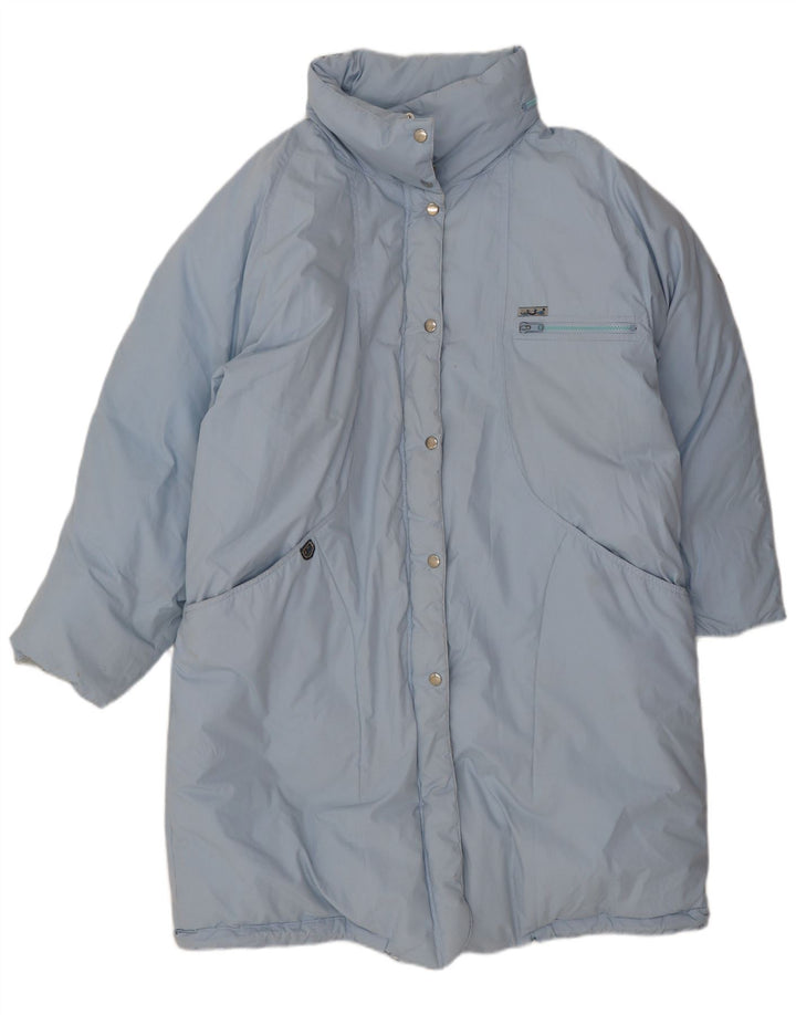 Vintage damski płaszcz oversize z podszewką EU 42, duży niebieski