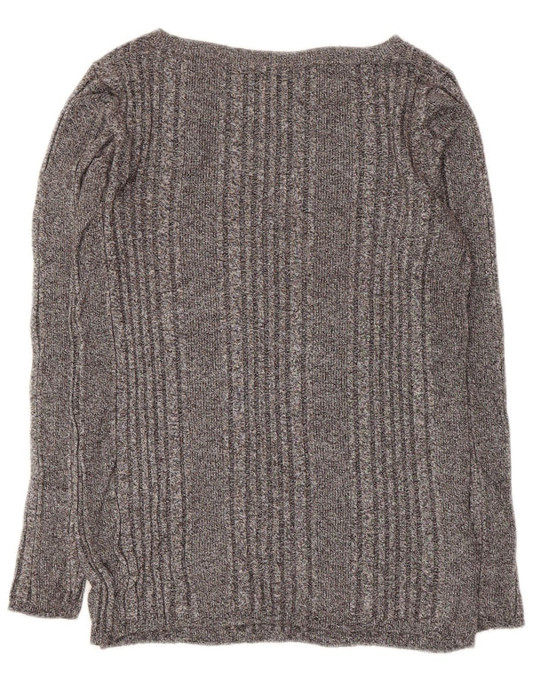 Marks & Spencer Damski sweter z dekoltem w łódkę UK 12 Średni szary nakrapiany
