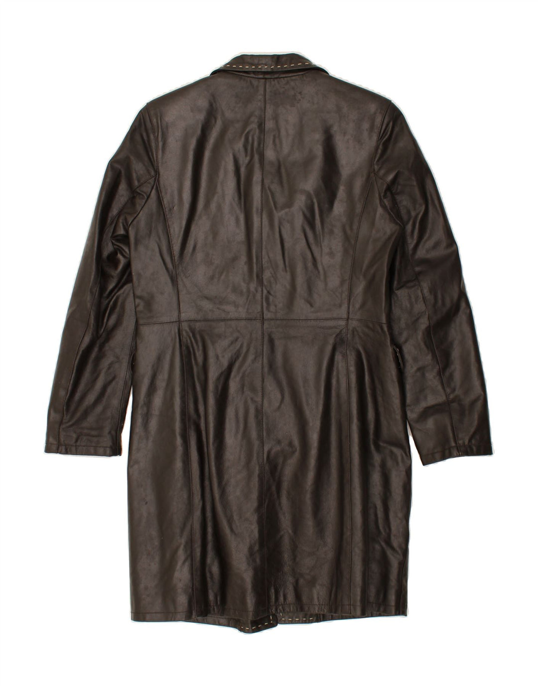 VINTAGE Womens Leather Coat UK 10 Small Brown Leather Vintage Vintage and Second-Hand Vintage from Messina Hembry 