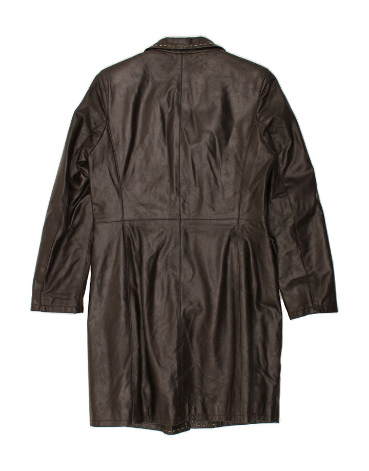 VINTAGE Womens Leather Coat UK 10 Small Brown Leather Vintage Vintage and Second-Hand Vintage from Messina Hembry 