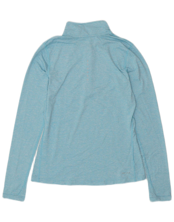 Damska koszulka NIKE Dri Fit z zamkiem błyskawicznym i długim rękawem, UK 10, mała, niebieska nakrapiana
