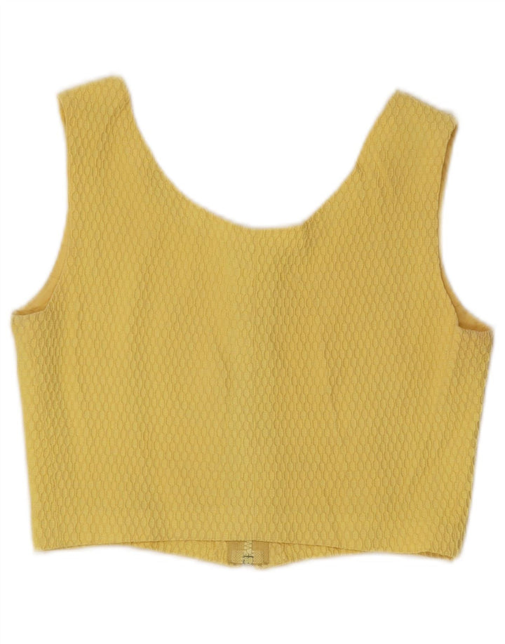 Damski krótki top bez rękawów VINTAGE UK 10, mały, żółty