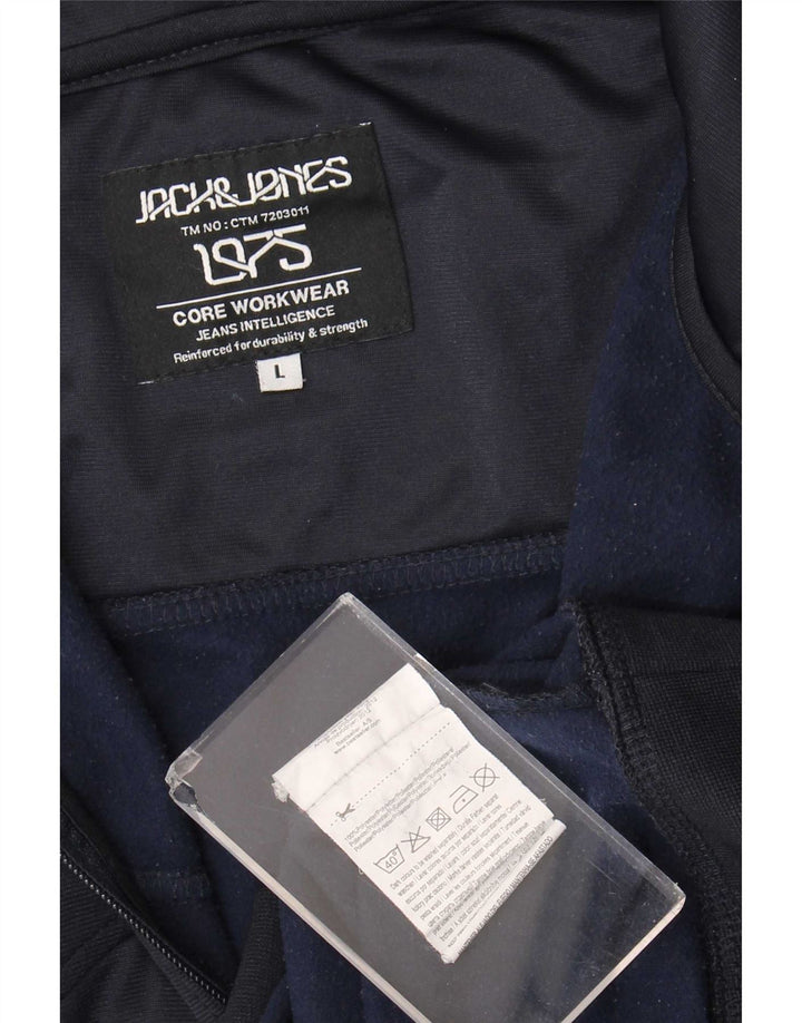 Męski sweter z kapturem i zamkiem Jack & Jones, duży, granatowy, poliester