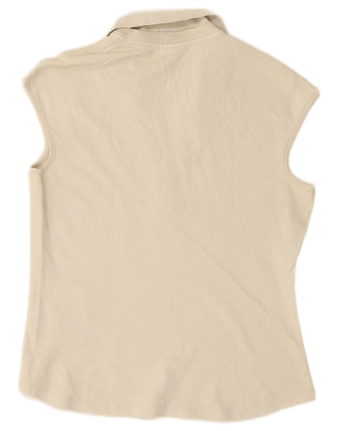 Damska koszulka polo bez rękawów LACOSTE, rozmiar 44, duża, biała, bawełniana