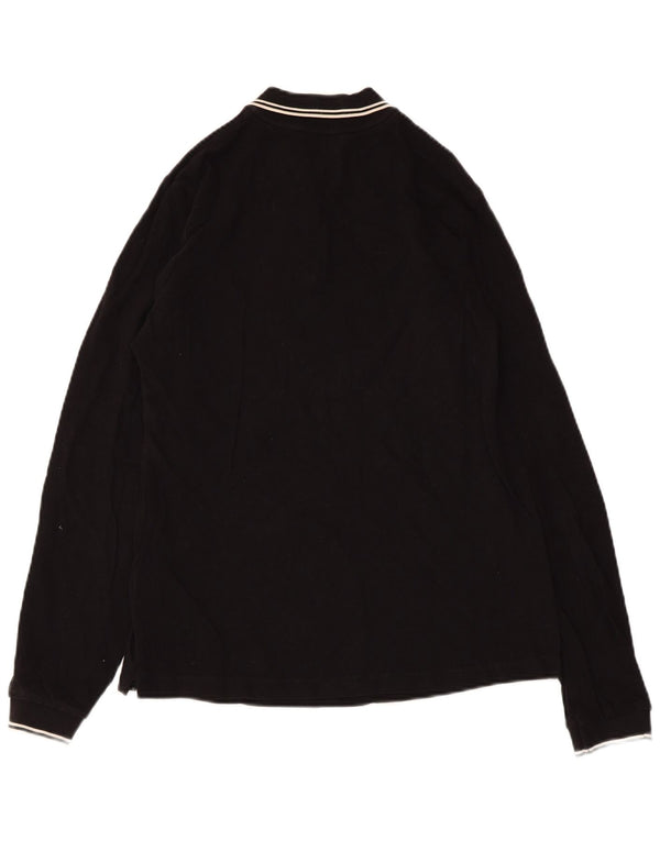 Damska koszulka polo z długim rękawem MONCLER UK 12, średnia czarna bawełna