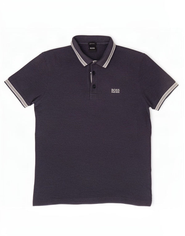 Męska koszulka polo Hugo Boss o regularnym kroju, średnia, granatowa, bawełniana