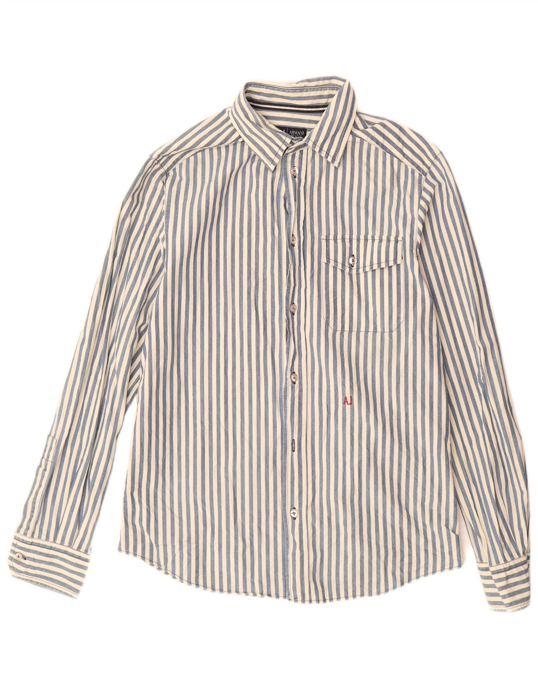 ARMANI JEANS Koszula męska, bawełniana w średnie niebieskie prążki